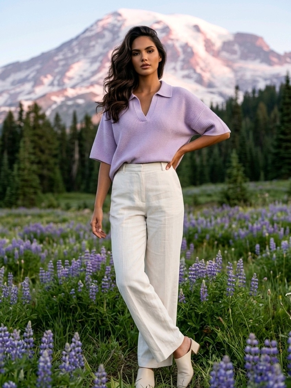 Lavender Knit Polo Sweater - Picture 10 of 10
